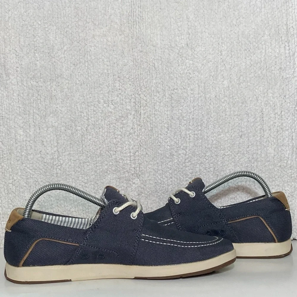 Clarks 1825 Men's Denim Blue Canvas Casual Deck Loafer Boat Shoes Size US 8.5 M